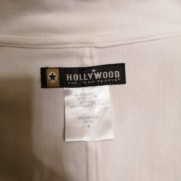 White Denim Jacket, Blazer Style, Flower Stitching - Picture 3 of 3